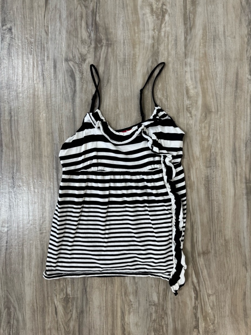 Elle Black and White Striped Tank with Spaghetti Straps